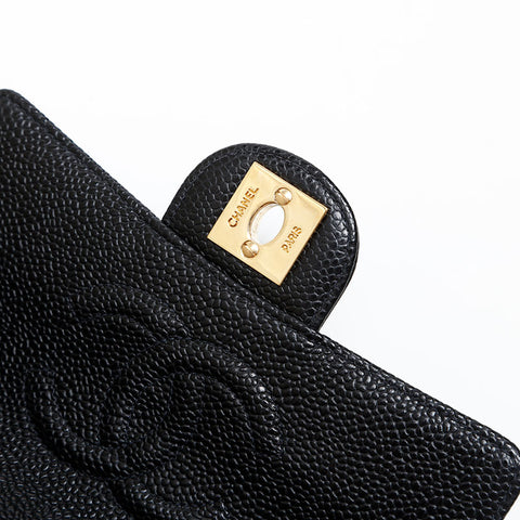 CHANEL No. 7 2002-2003 Caviar Skin Mini Matelasse Shoulder Bag black WS20317