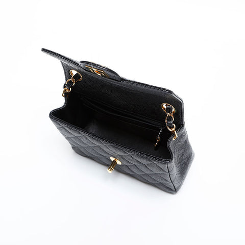 CHANEL No. 7 2002-2003 Caviar Skin Mini Matelasse Shoulder Bag black WS20317
