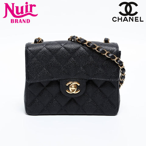 CHANEL No. 7 2002-2003 Caviar Skin Mini Matelasse Shoulder Bag black WS20317