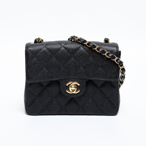 CHANEL No. 7 2002-2003 Caviar Skin Mini Matelasse Shoulder Bag black WS20317