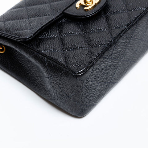 CHANEL No. 7 2002-2003 Caviar Skin Mini Matelasse Shoulder Bag black WS20317