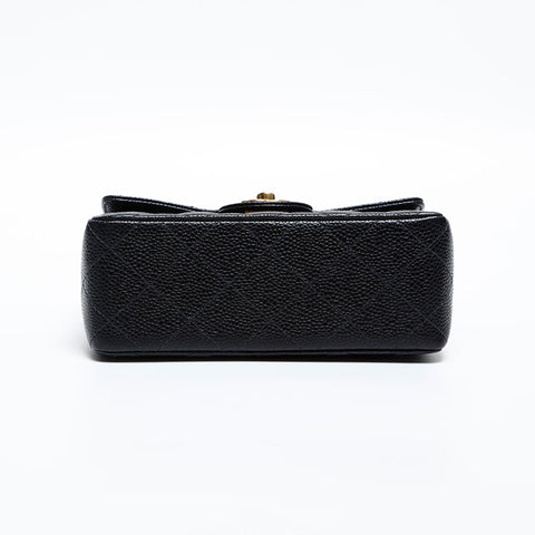 CHANEL No. 7 2002-2003 Caviar Skin Mini Matelasse Shoulder Bag black WS20317