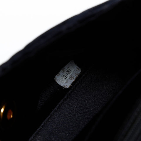 CHANEL No. 4 1996-1997 Velour Flap Turnlock Shoulder Bag black WS20319