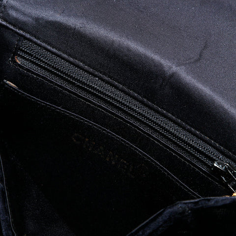 CHANEL No. 4 1996-1997 Velour Flap Turnlock Shoulder Bag black WS20319