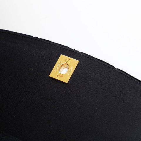 CHANEL No. 4 1996-1997 Velour Flap Turnlock Shoulder Bag black WS20319