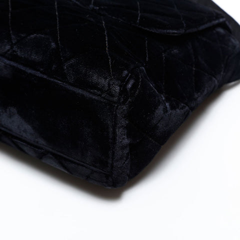 CHANEL No. 4 1996-1997 Velour Flap Turnlock Shoulder Bag black WS20319