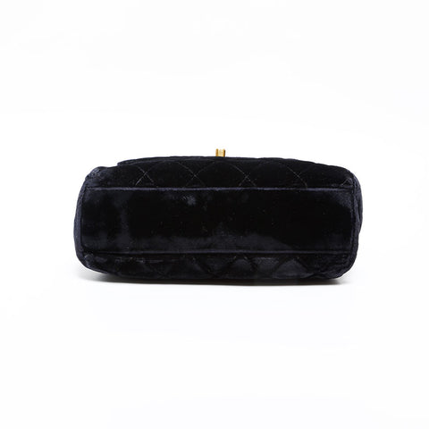 CHANEL No. 4 1996-1997 Velour Flap Turnlock Shoulder Bag black WS20319