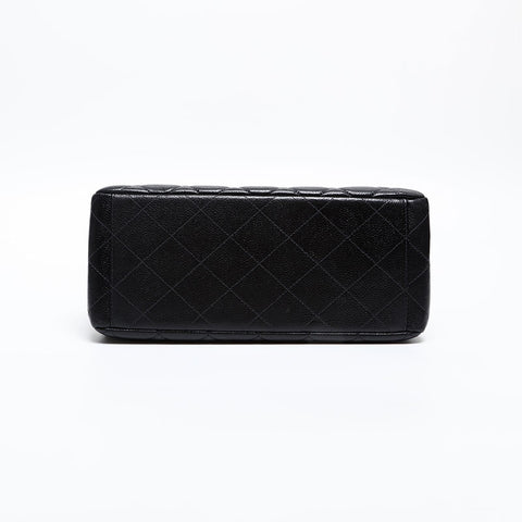 CHANEL No. 4 1996-1997 Caviar Skin Turnlock Matelasse COCO Mark Shoulder Bag black WS20322