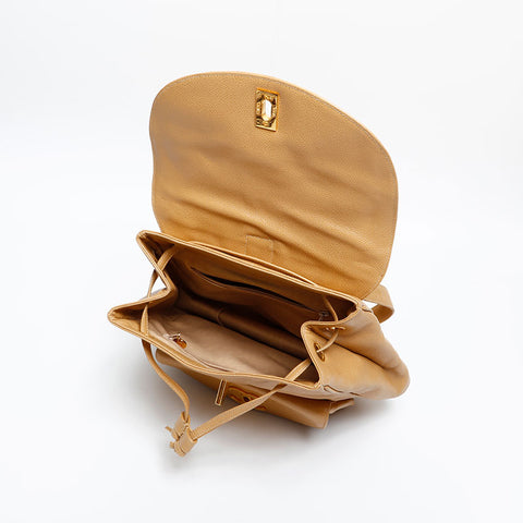 CHANEL No. 3 1994-1996 Caviar Skin Turnlock COCO Mark Backpack  Daypack beige WS20323