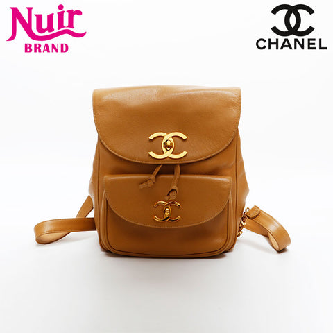 CHANEL No. 3 1994-1996 Caviar Skin Turnlock COCO Mark Backpack Â· Daypack beige WS20323