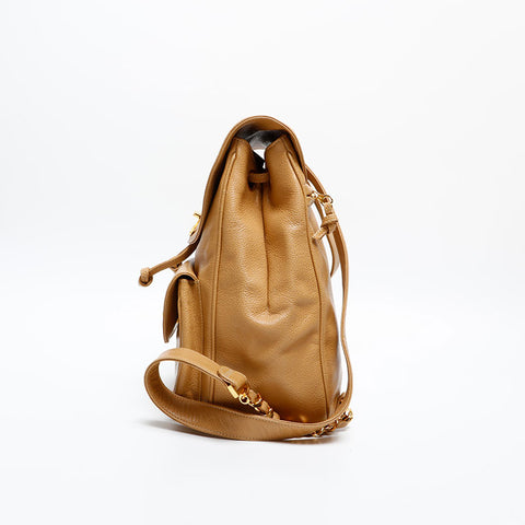 CHANEL No. 3 1994-1996 Caviar Skin Turnlock COCO Mark Backpack Â· Daypack beige WS20323