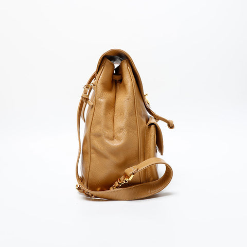 CHANEL No. 3 1994-1996 Caviar Skin Turnlock COCO Mark Backpack Â· Daypack beige WS20323