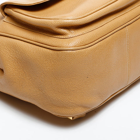 CHANEL No. 3 1994-1996 Caviar Skin Turnlock COCO Mark Backpack Â· Daypack beige WS20323