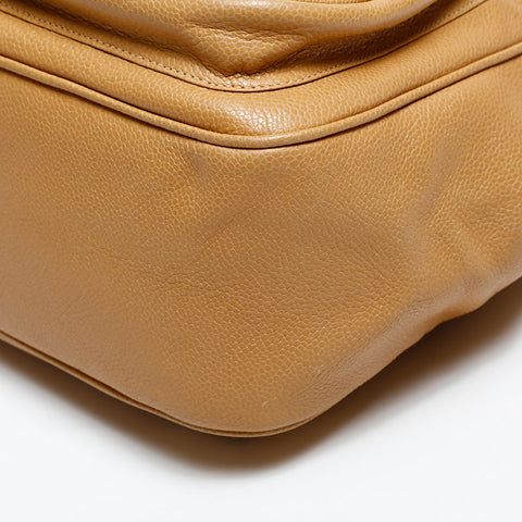 CHANEL No. 3 1994-1996 Caviar Skin Turnlock COCO Mark Backpack Â· Daypack beige WS20323