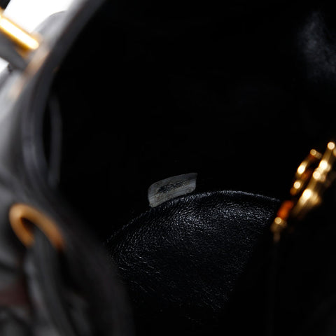 CHANEL No. 2 Lambskin Matelasse 1991-1994 Turnlock COCO Mark Backpack Â· Daypack black WS20324