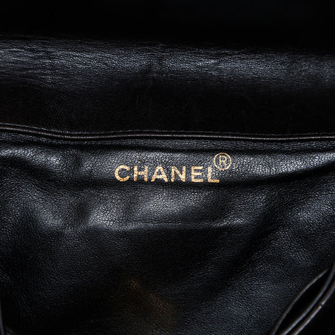 CHANEL No. 2 Lambskin Matelasse 1991-1994 Turnlock COCO Mark Backpack Â· Daypack black WS20324