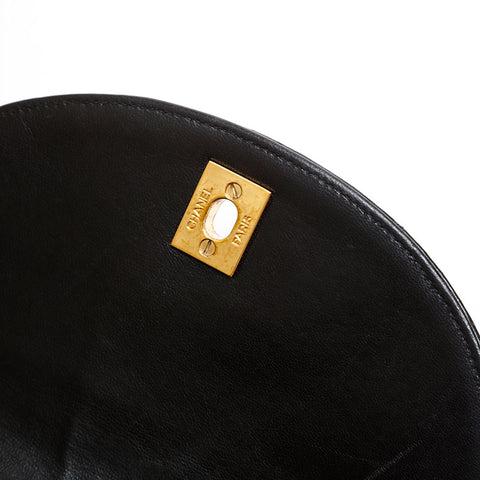CHANEL No. 2 Lambskin Matelasse 1991-1994 Turnlock COCO Mark Backpack Â· Daypack black WS20324