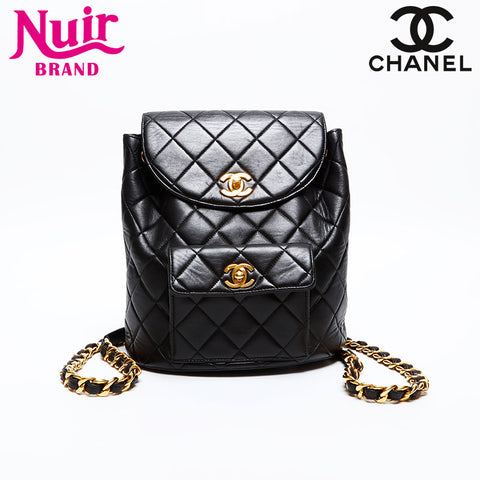 CHANEL No. 2 Lambskin Matelasse 1991-1994 Turnlock COCO Mark Backpack Â· Daypack black WS20324