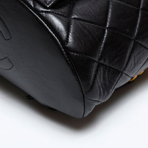 CHANEL No. 2 Lambskin Matelasse 1991-1994 Turnlock COCO Mark Backpack Â· Daypack black WS20324