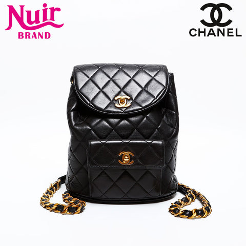 CHANEL No. 3 Lambskin Matelasse 1994-1996 Turnlock COCO Mark Backpack Â· Daypack black WS20325