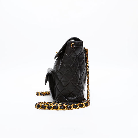 CHANEL No. 3 Lambskin Matelasse 1994-1996 Turnlock COCO Mark Backpack Â· Daypack black WS20325