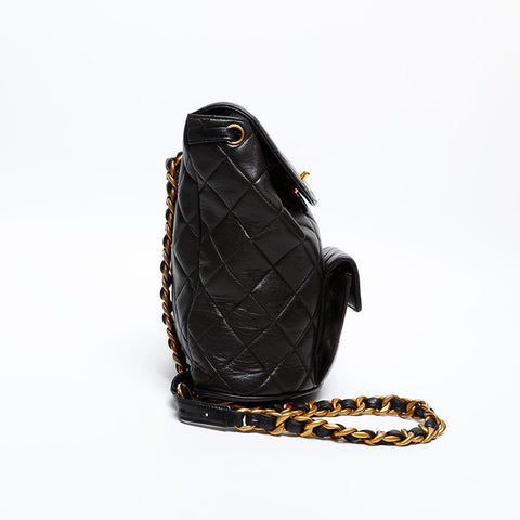 CHANEL No. 3 Lambskin Matelasse 1994-1996 Turnlock COCO Mark Backpack Â· Daypack black WS20325