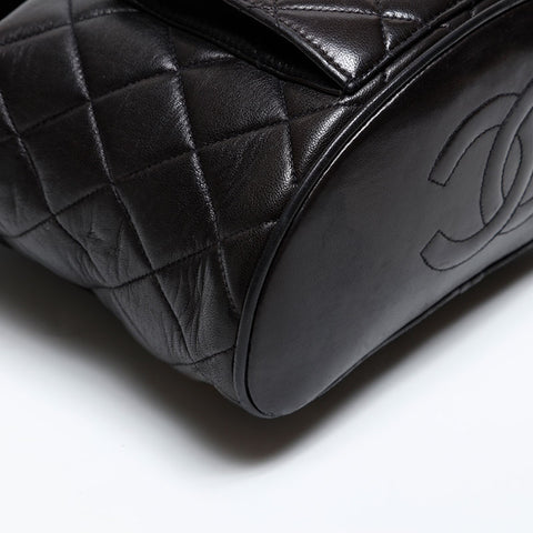 CHANEL No. 3 Lambskin Matelasse 1994-1996 Turnlock COCO Mark Backpack Â· Daypack black WS20325