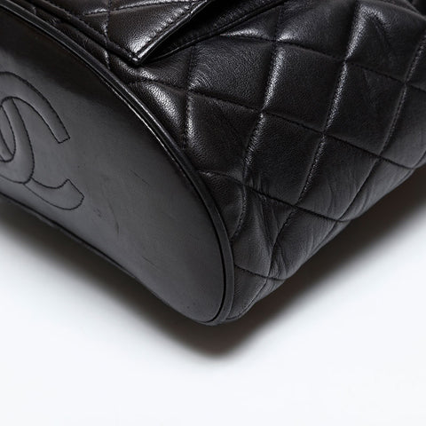 CHANEL No. 3 Lambskin Matelasse 1994-1996 Turnlock COCO Mark Backpack Â· Daypack black WS20325