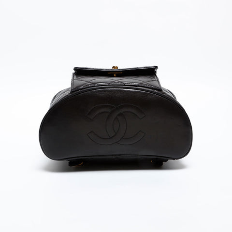 CHANEL No. 3 Lambskin Matelasse 1994-1996 Turnlock COCO Mark Backpack Â· Daypack black WS20325
