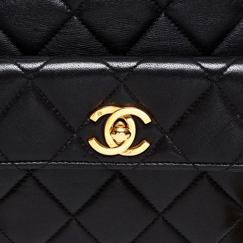 CHANEL No. 3 Lambskin Matelasse 1994-1996 Turnlock COCO Mark Backpack Â· Daypack black WS20325