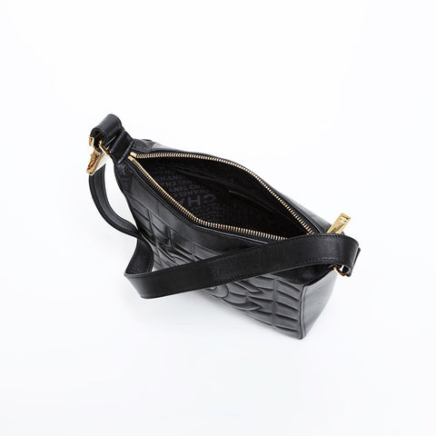 CHANEL No.8 2003-2004 Lambskin COCO Mark Chocolate Bar Square Shoulder Bag black WS20326