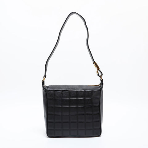 CHANEL No.8 2003-2004 Lambskin COCO Mark Chocolate Bar Square Shoulder Bag black WS20326