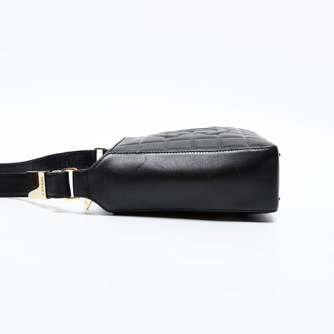 CHANEL No.8 2003-2004 Lambskin COCO Mark Chocolate Bar Square Shoulder Bag black WS20326