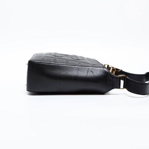 CHANEL No.8 2003-2004 Lambskin COCO Mark Chocolate Bar Square Shoulder Bag black WS20326