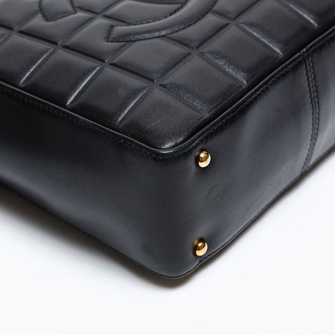 CHANEL No.8 2003-2004 Lambskin COCO Mark Chocolate Bar Square Shoulder Bag black WS20326