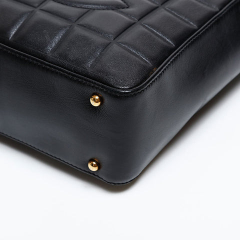 CHANEL No.8 2003-2004 Lambskin COCO Mark Chocolate Bar Square Shoulder Bag black WS20326