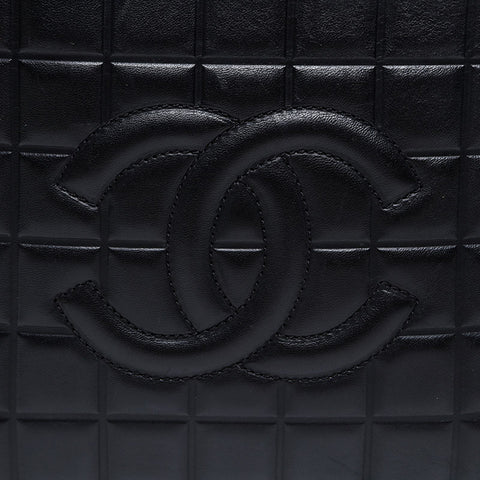 CHANEL No.8 2003-2004 Lambskin COCO Mark Chocolate Bar Square Shoulder Bag black WS20326