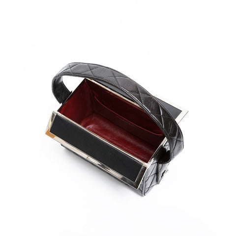 極美品 シャネル CHANEL 4番台 1996-1997 マトラッセ バニティ ラムスキン ショルダーバッグ  ブラック WS20327