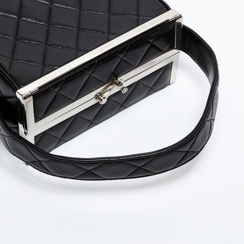 CHANEL No.4 1996-1997 Matelasse Vanity Lambskin Shoulder Bag black WS20327