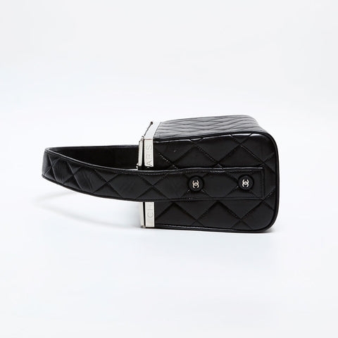 CHANEL No.4 1996-1997 Matelasse Vanity Lambskin Shoulder Bag black WS20327