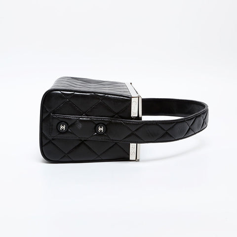 CHANEL No.4 1996-1997 Matelasse Vanity Lambskin Shoulder Bag black WS20327