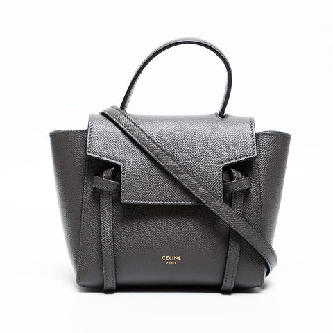CELINE Leather mini belt bag 2way Shoulder Bag gray WS20328