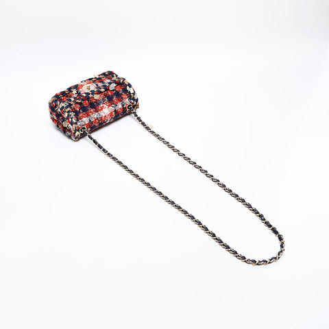 CHANEL Wool Mini Tweed Charm Icon Motif 24th Series 2017-2018 Shoulder Bag multicolor WS20332