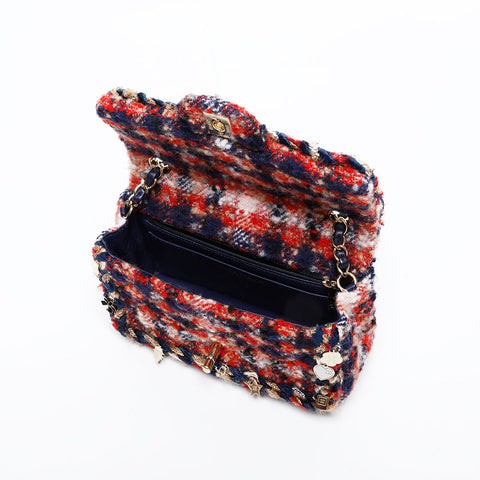 CHANEL Wool Mini Tweed Charm Icon Motif 24th Series 2017-2018 Shoulder Bag multicolor WS20332