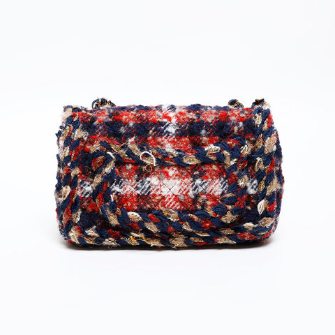 CHANEL Wool Mini Tweed Charm Icon Motif 24th Series 2017-2018 Shoulder Bag multicolor WS20332