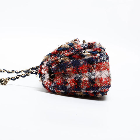 CHANEL Wool Mini Tweed Charm Icon Motif 24th Series 2017-2018 Shoulder Bag multicolor WS20332