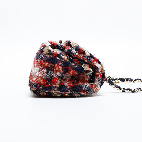 CHANEL Wool Mini Tweed Charm Icon Motif 24th Series 2017-2018 Shoulder Bag multicolor WS20332