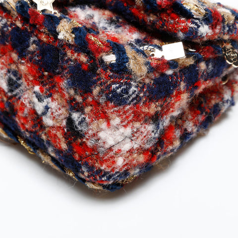 CHANEL Wool Mini Tweed Charm Icon Motif 24th Series 2017-2018 Shoulder Bag multicolor WS20332