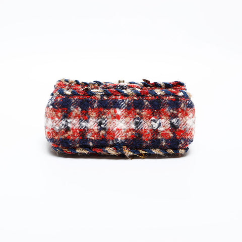 CHANEL Wool Mini Tweed Charm Icon Motif 24th Series 2017-2018 Shoulder Bag multicolor WS20332