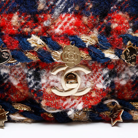 CHANEL Wool Mini Tweed Charm Icon Motif 24th Series 2017-2018 Shoulder Bag multicolor WS20332